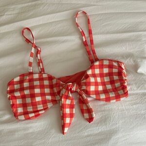 Aerie Red and White Gingham Bikini Top | Size M